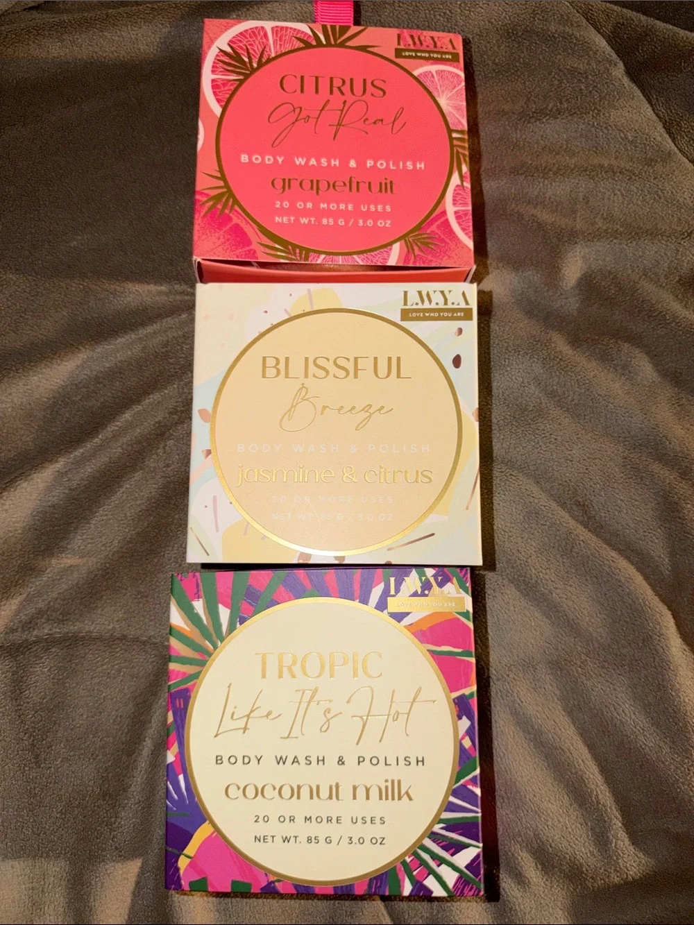 L.W.Y.A bath sponges - coconut milk, jasmine & citrus & grapefruit